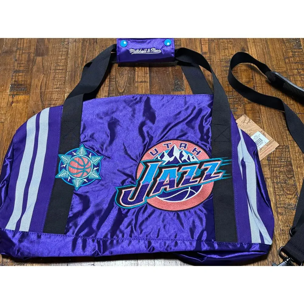 Utah Jazz Mitchell & Ness Hardwood Classic Big Face Team Duffle Bag Pack New